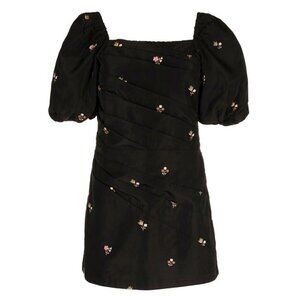 Sea Ny Women's Rubina Embroidered Taffeta Draped Mini Dress Size 4 (MSRP $425)